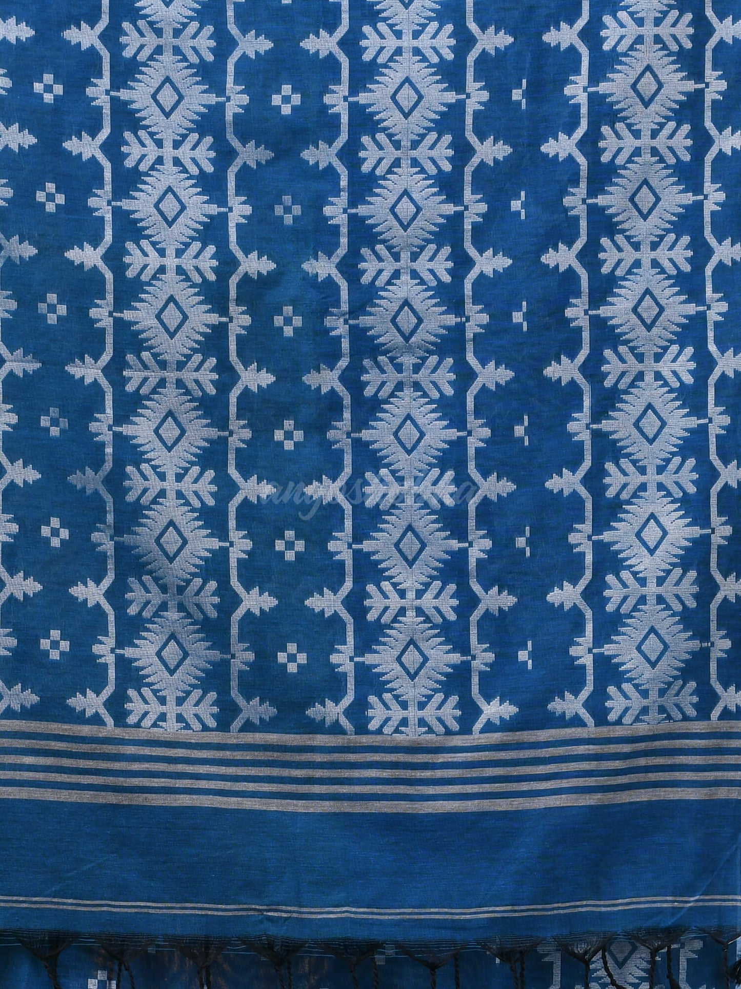 Teal Cotton Blend Handloom Saree