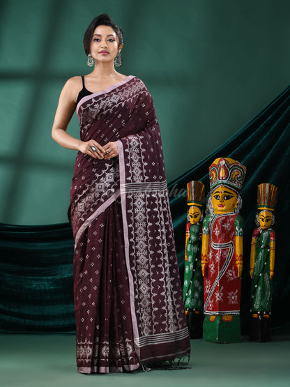 Coffee Cotton Blend Handloom Saree