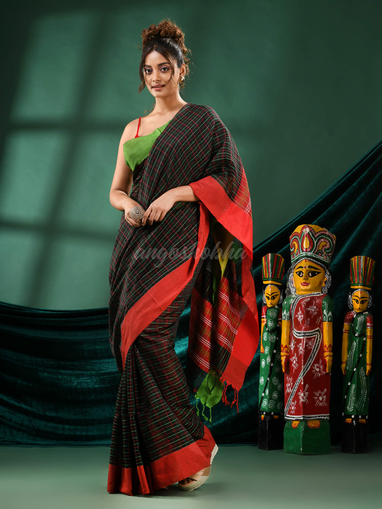 Black Cotton Blend Handloom Saree