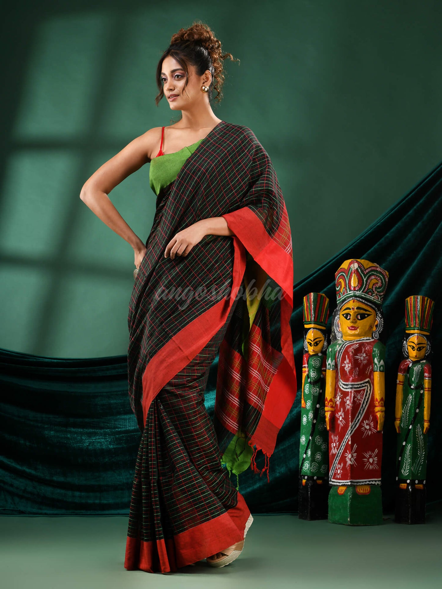 Black Cotton Blend Handloom Saree