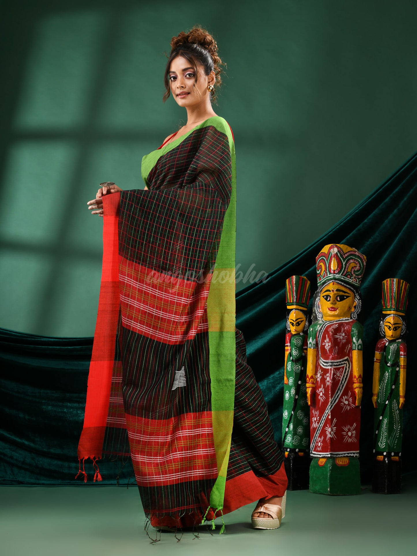 Black Cotton Blend Handloom Saree