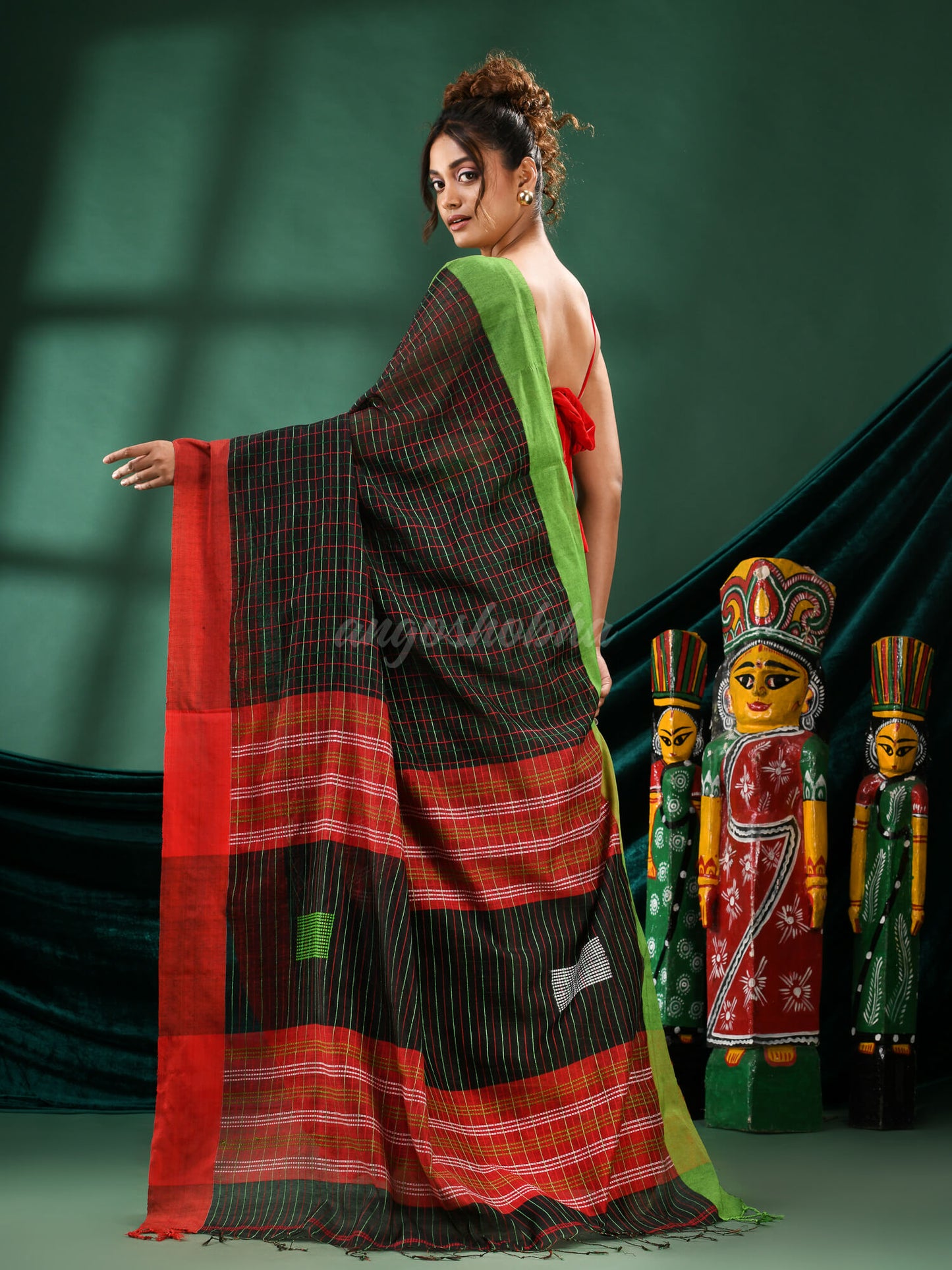 Black Cotton Blend Handloom Saree