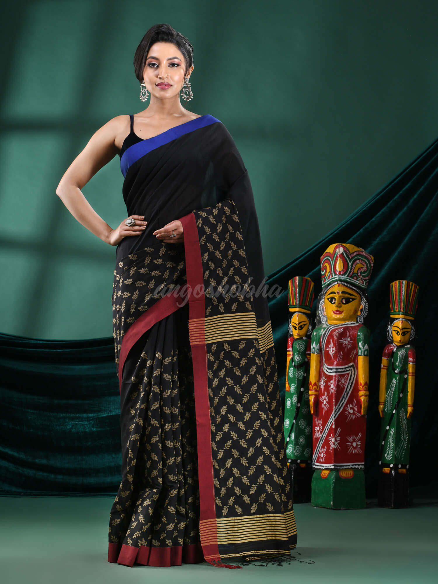 Black Cotton Blend Handloom Saree 