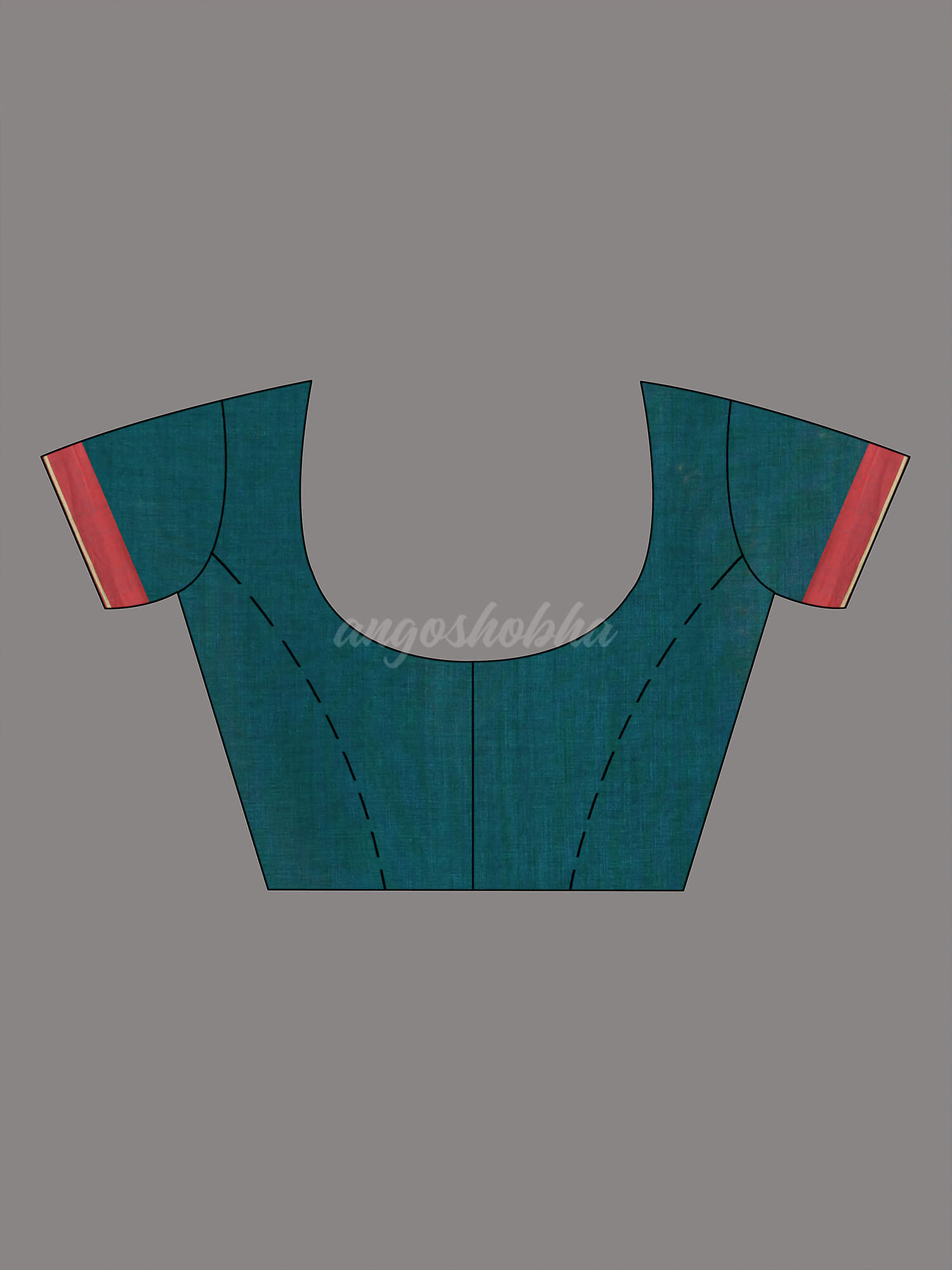 Rama Green Cotton Handloom Saree blouse