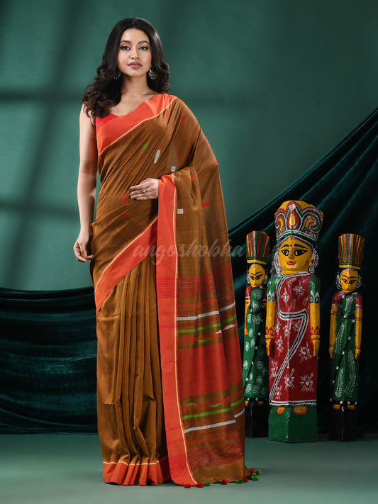 Mustard  Cotton Handloom Saree