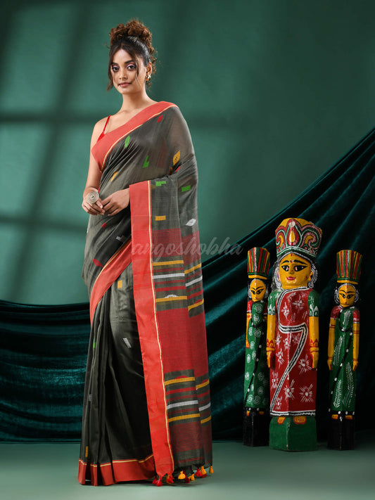 Stealth Grey  Cotton Handloom Saree