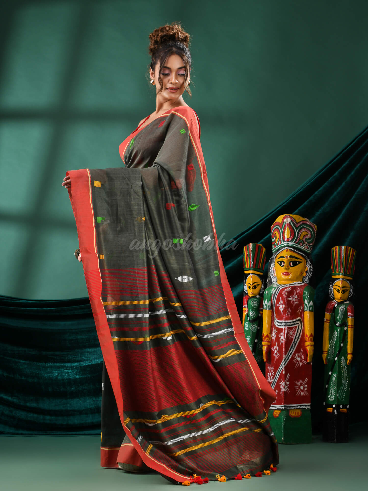 Stealth Grey  Cotton Handloom Saree