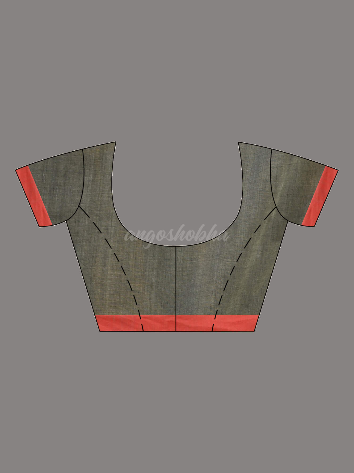 Stealth Grey  Cotton Handloom Saree blouse