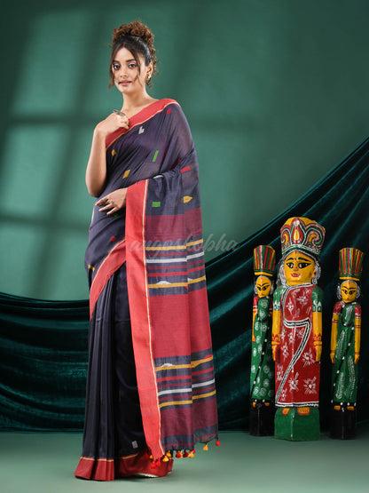 Silet Grey  Cotton Handloom Saree