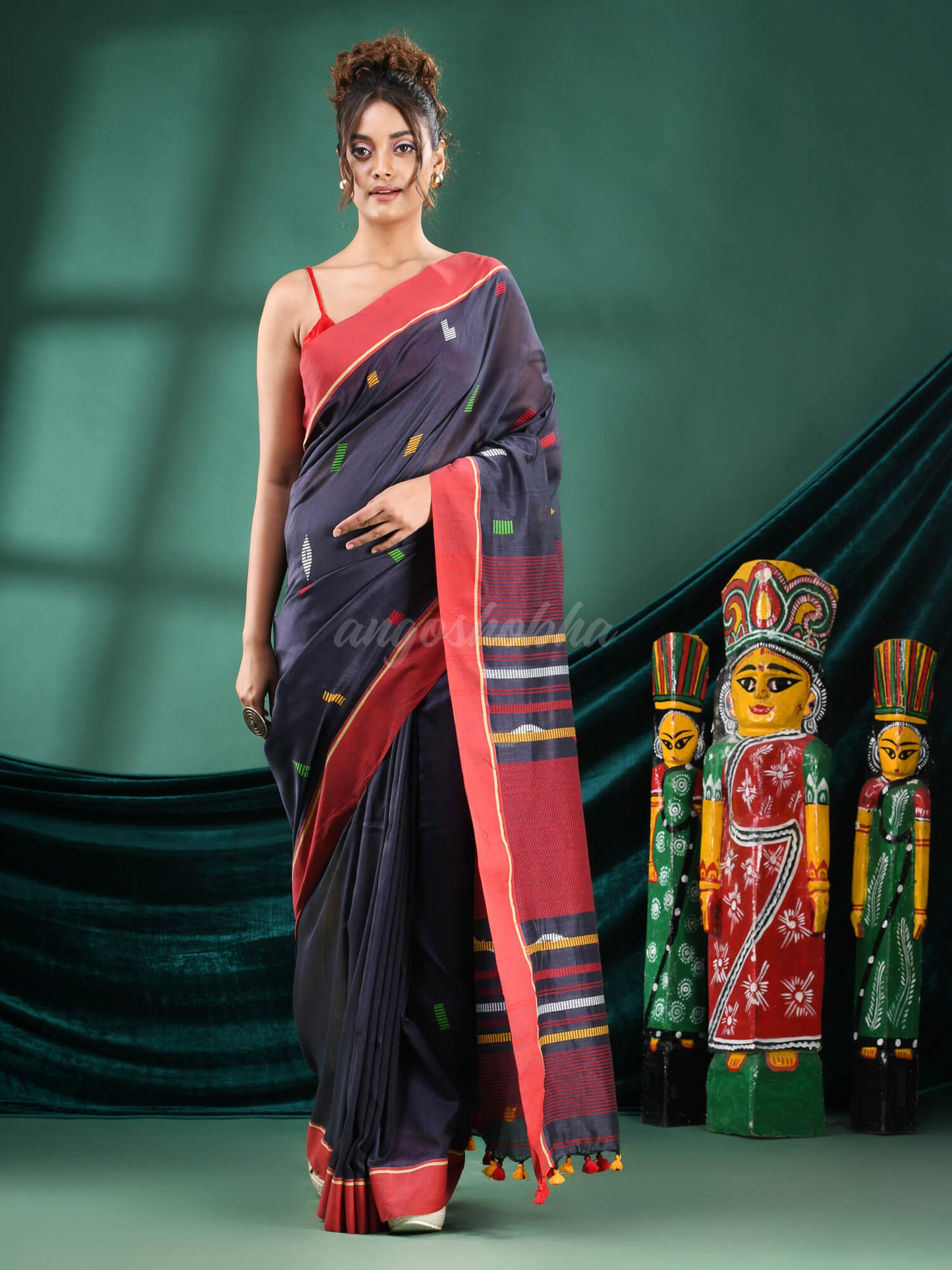 Silet Grey  Cotton Handloom Saree