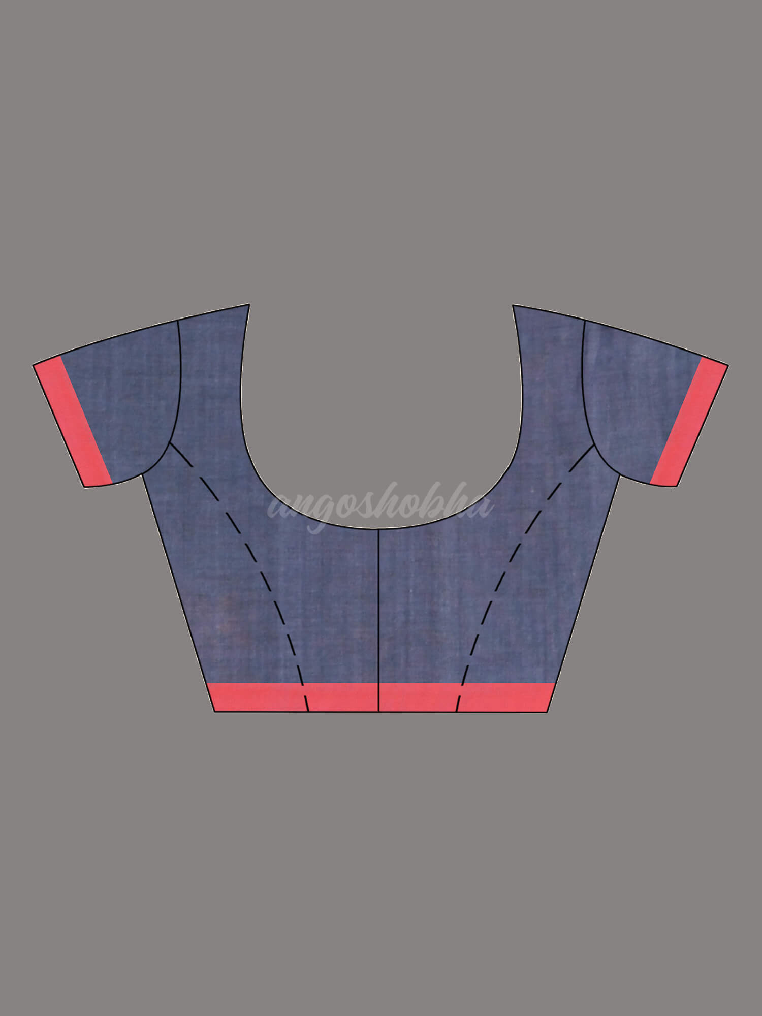 Silet Grey Cotton Handloom Saree blouse