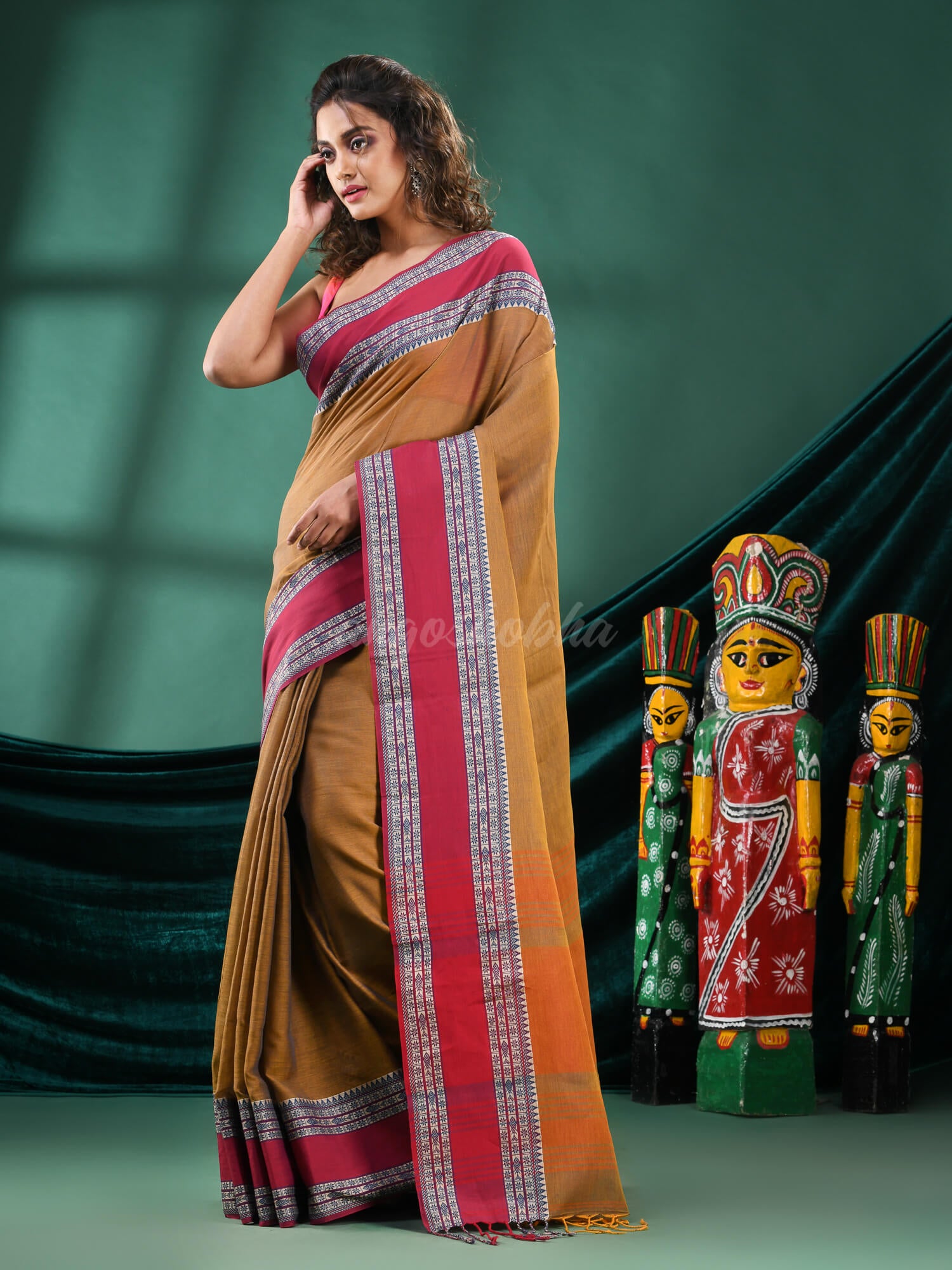 Mustard Cotton Handloom Saree