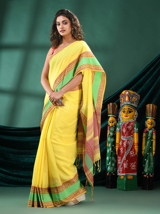 Yellow Cotton Handloom Saree