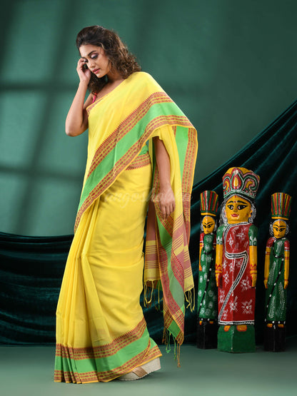 Yellow Cotton Handloom Saree