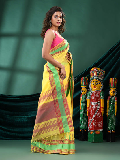 Yellow Cotton Handloom Saree