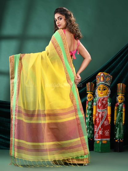 Yellow Cotton Handloom Saree