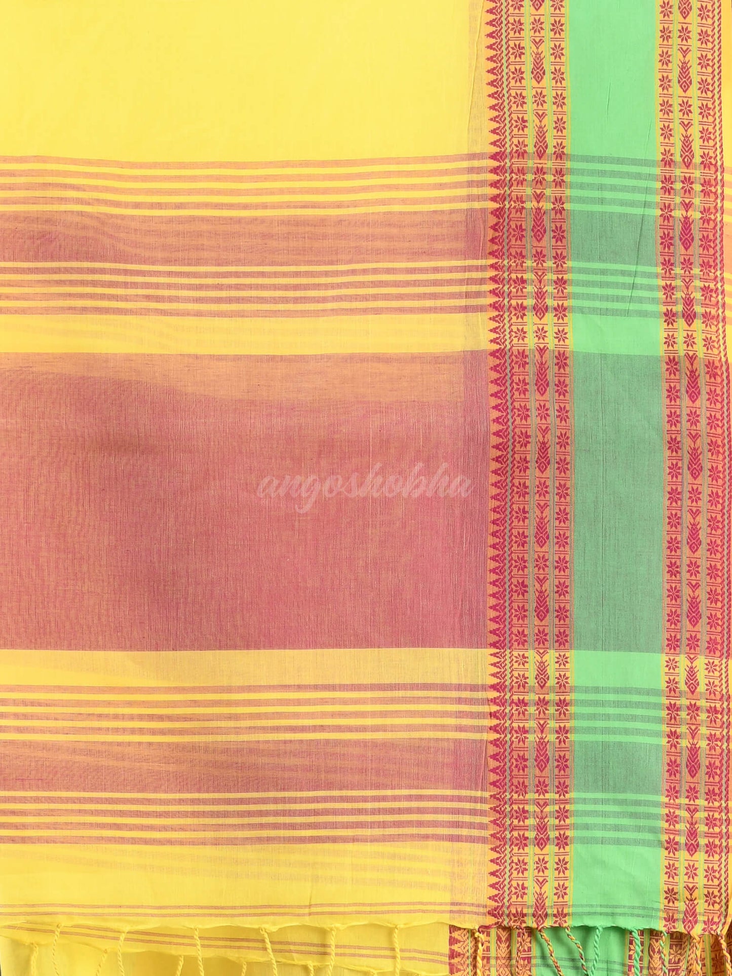 Yellow Cotton Handloom Saree