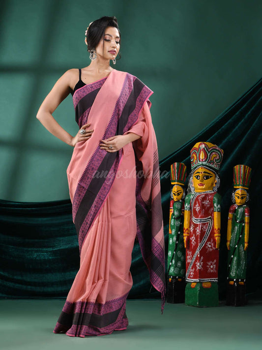 Antique Pink Cotton Handloom Saree