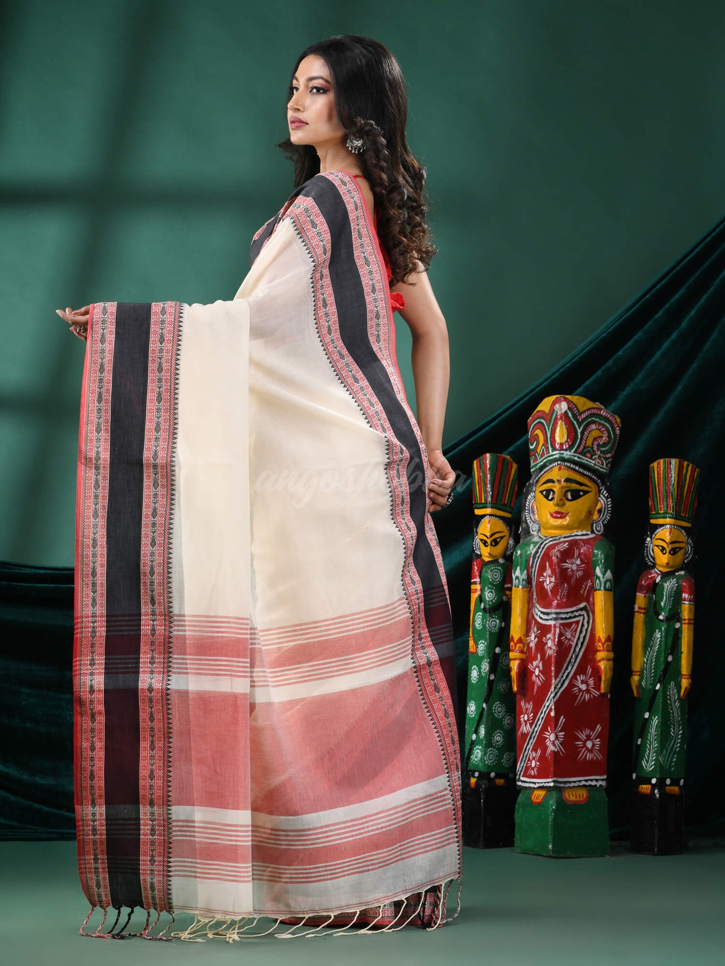 Off White Cotton Handloom Saree