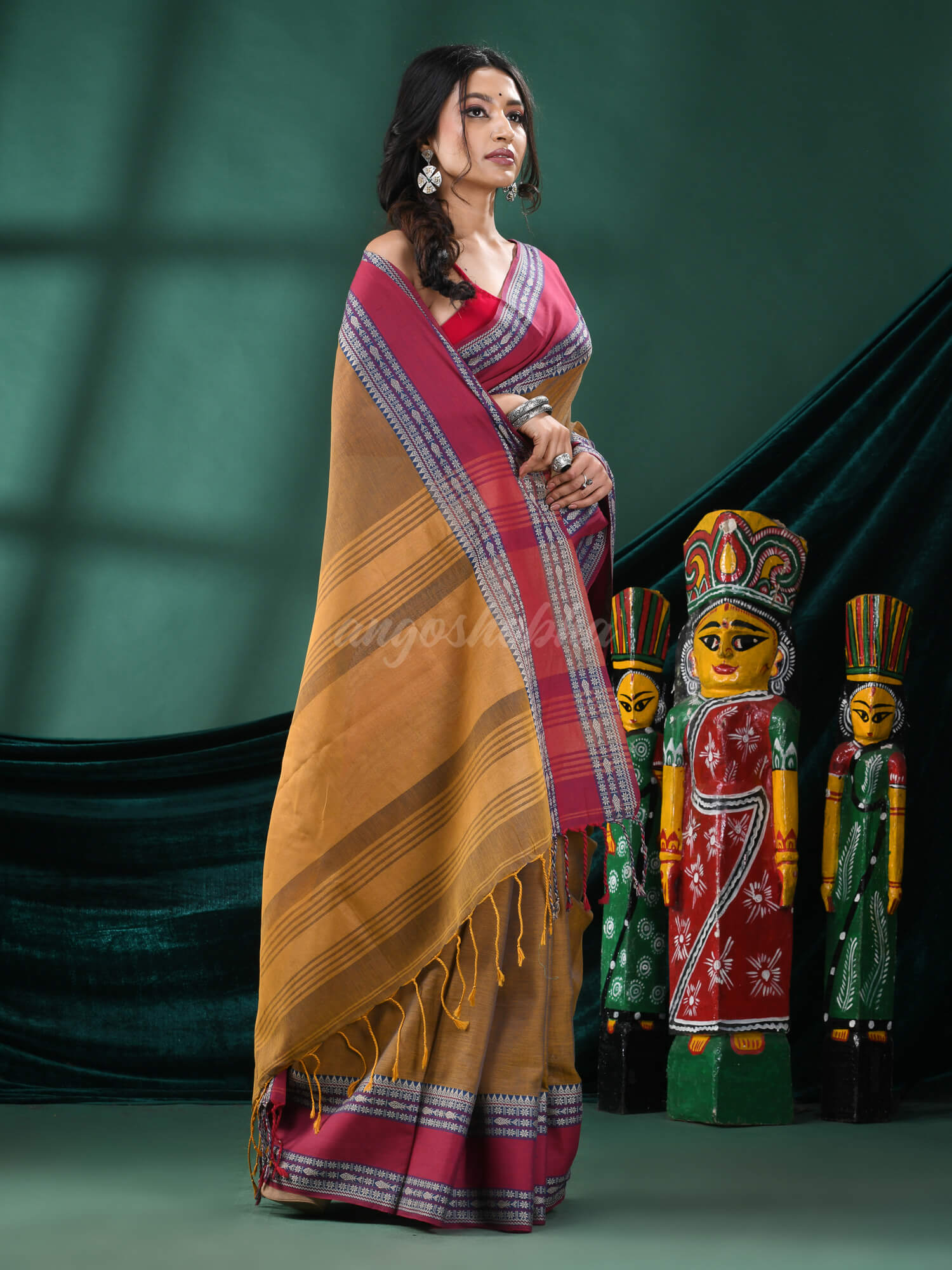 Mustard Cotton Handloom Saree