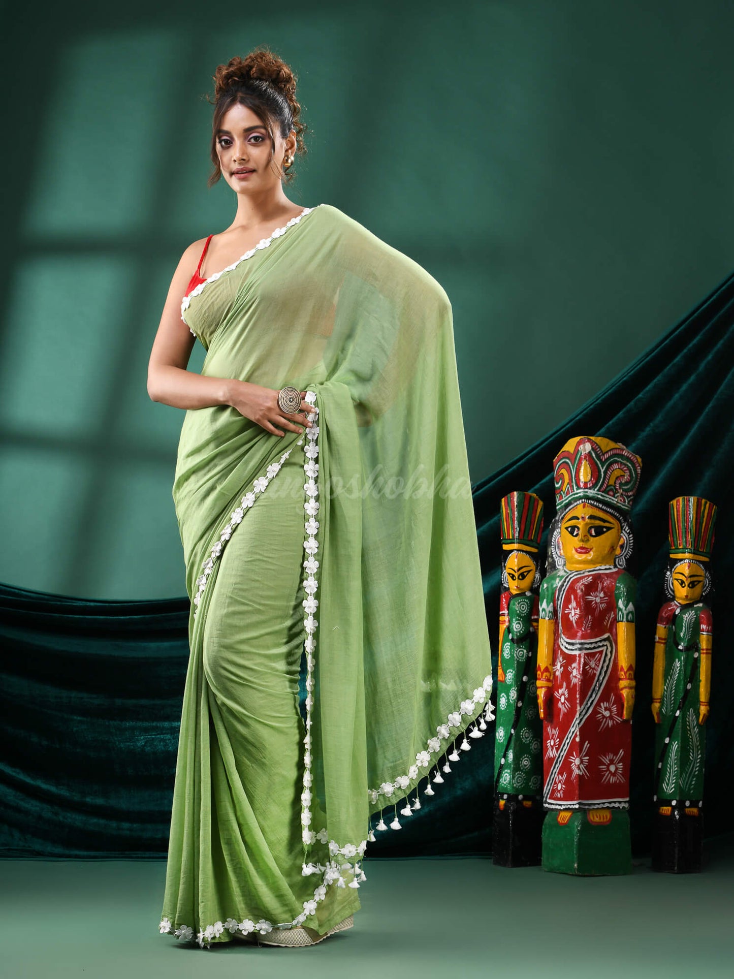 Green Cotton Handloom Saree