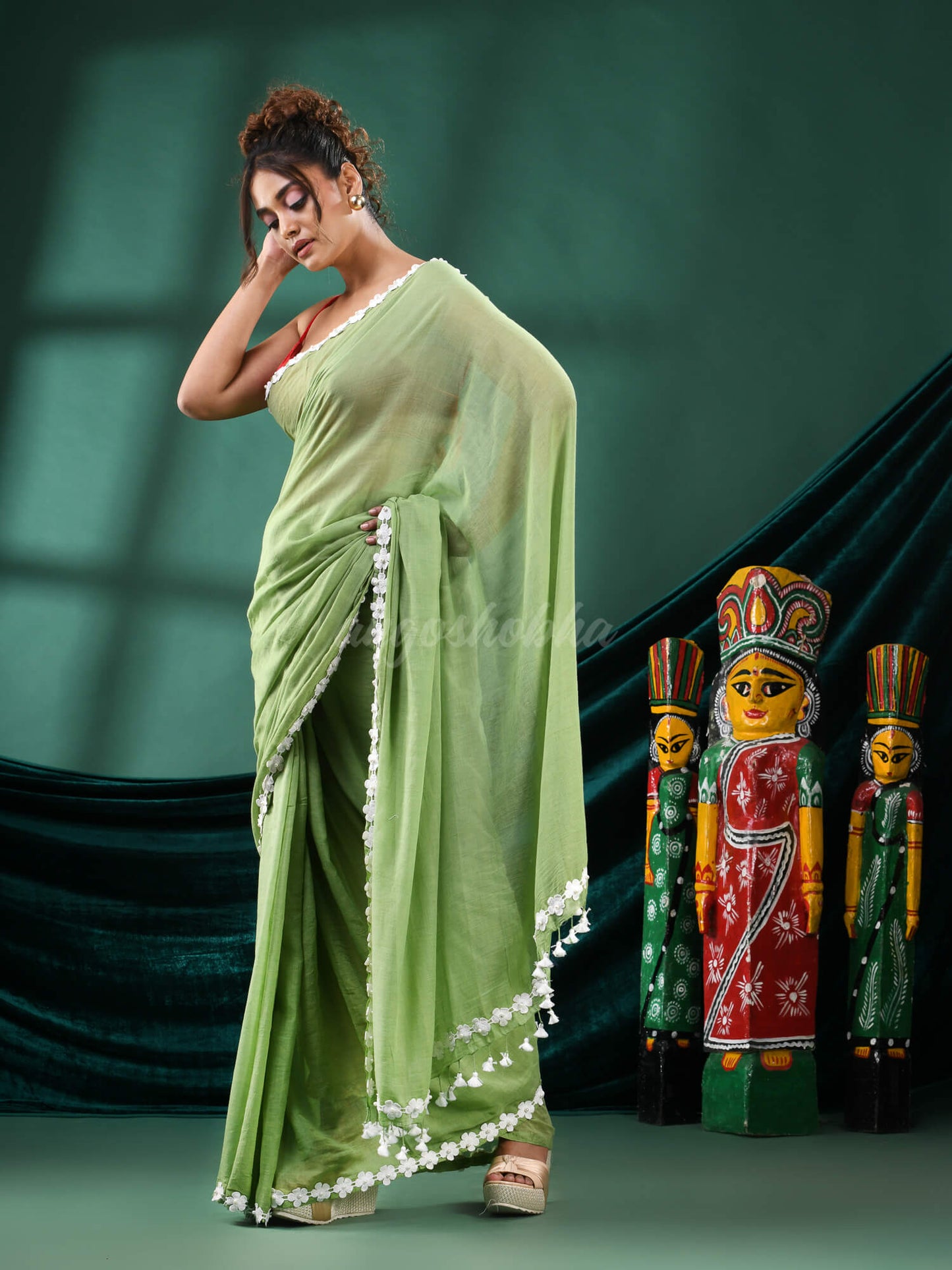 Green Cotton Handloom Saree