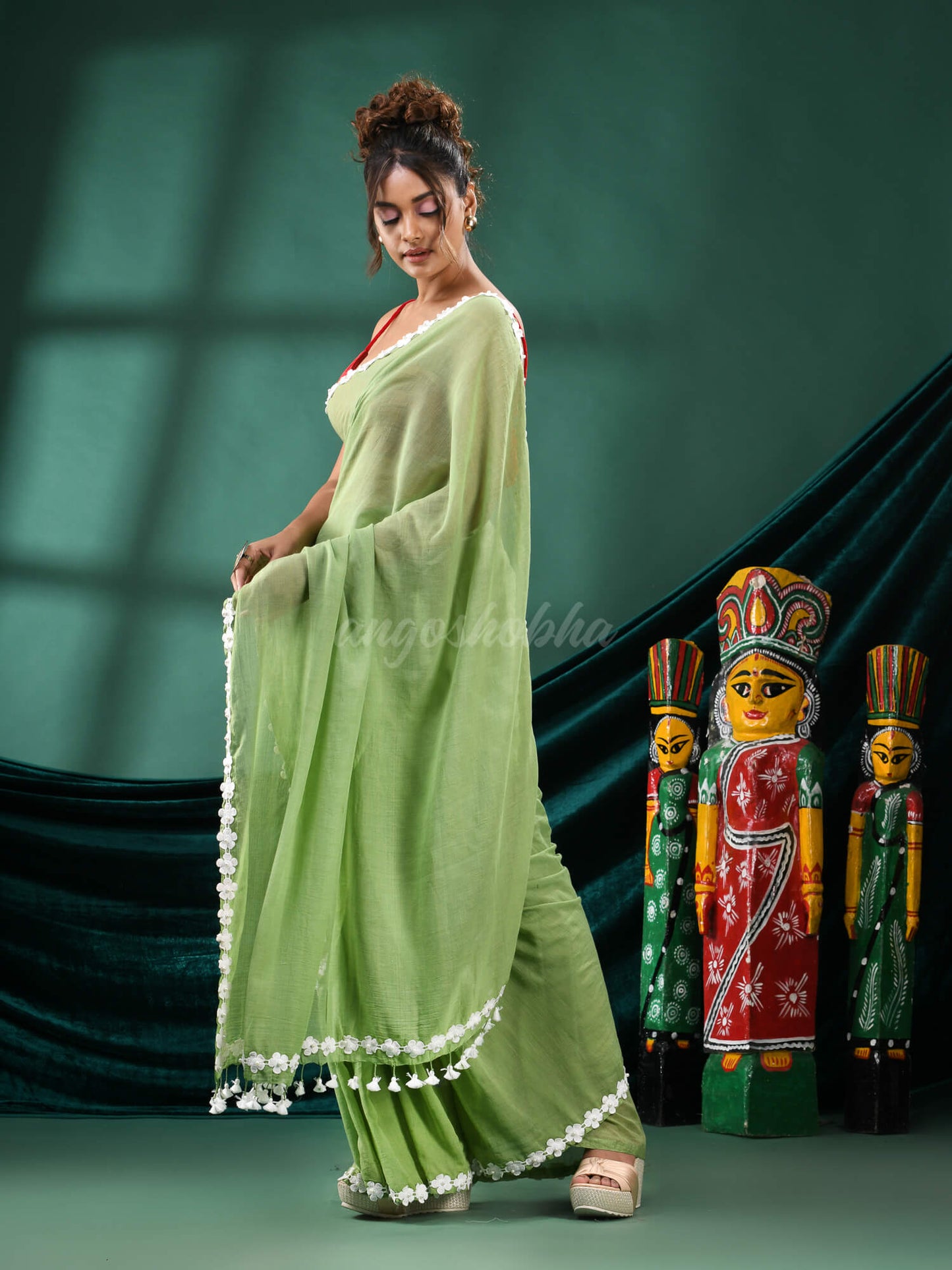 Green Cotton Handloom Saree