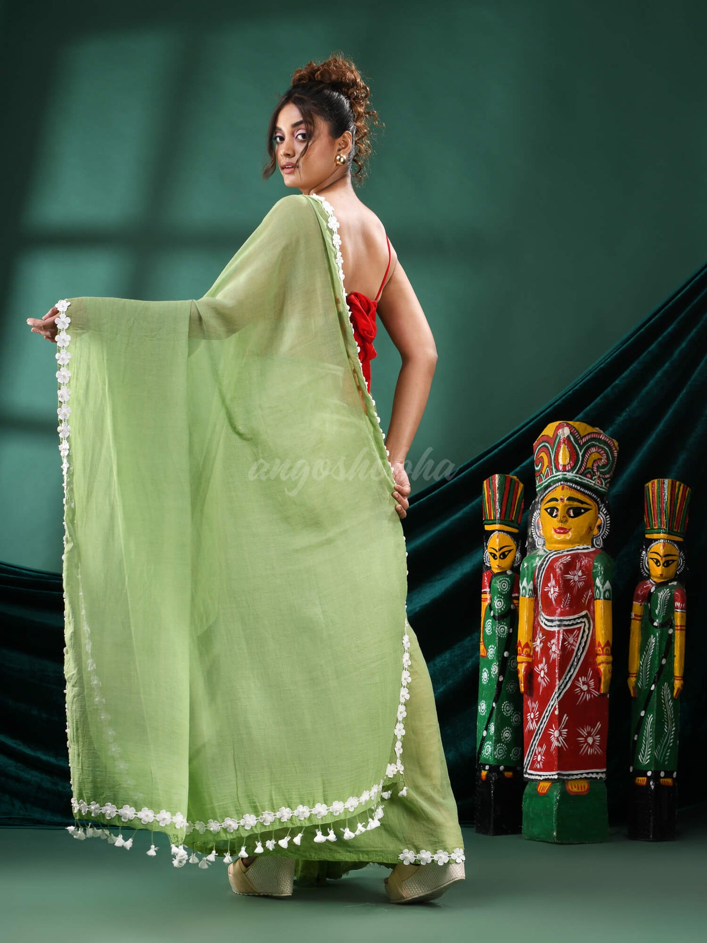 Green Cotton Handloom Saree