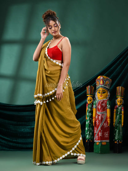 Mustard Cotton Handloom Saree