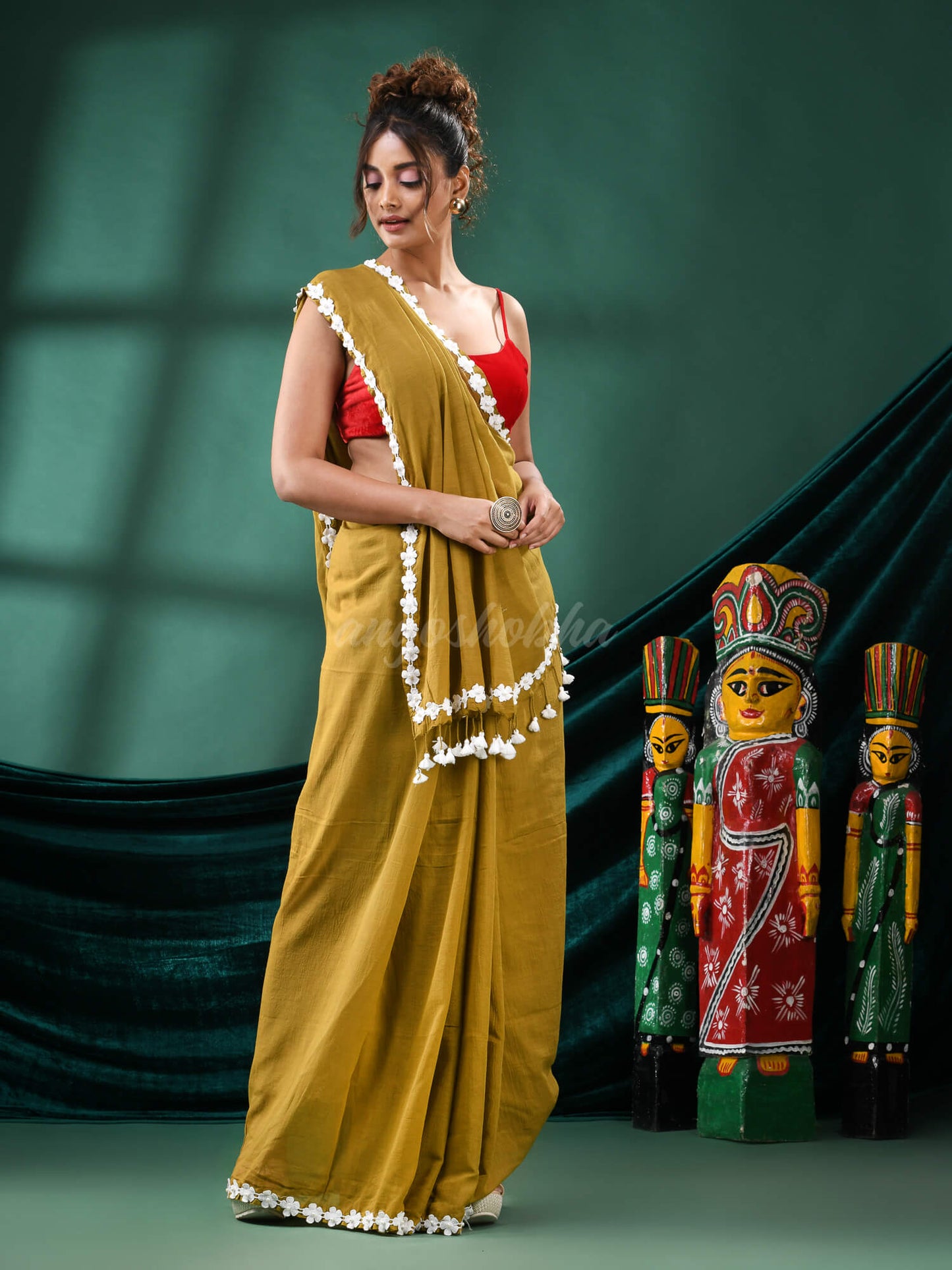 Mustard Cotton Handloom Saree