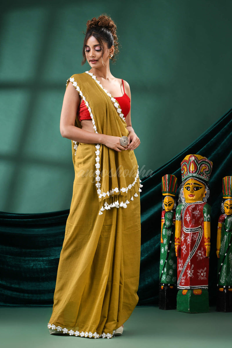Mustard Cotton Handloom Saree