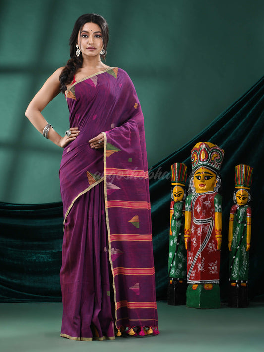 Rasin Purple Cotton Handloom Saree