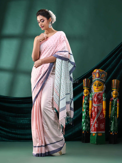 Baby Pink Cotton Handloom Saree