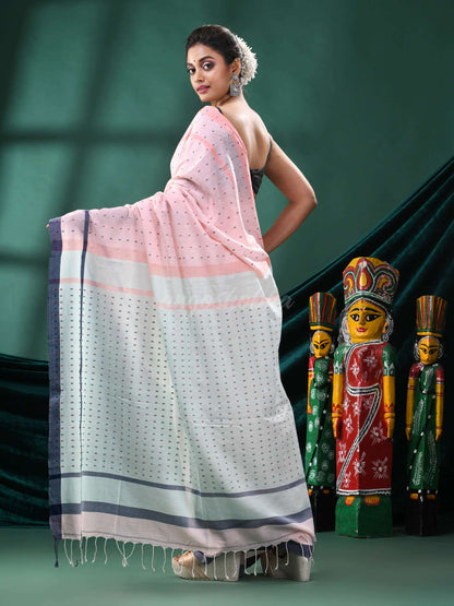 Baby Pink Cotton Handloom Saree