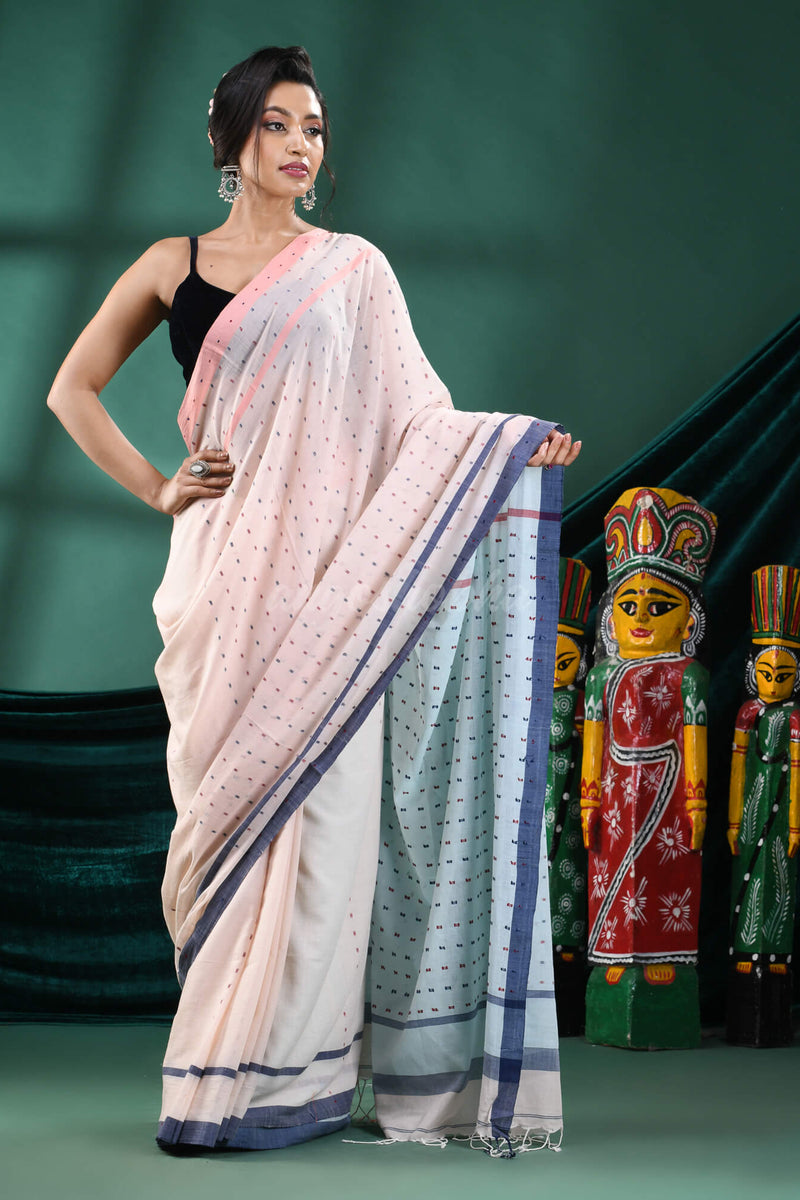 Cream Cotton Handloom Saree