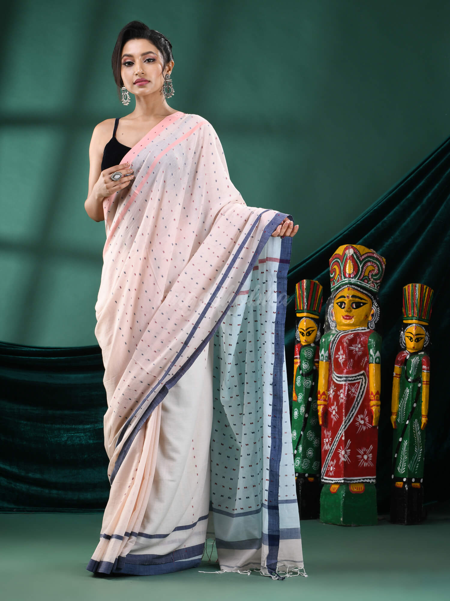 Cream Cotton Handloom Saree