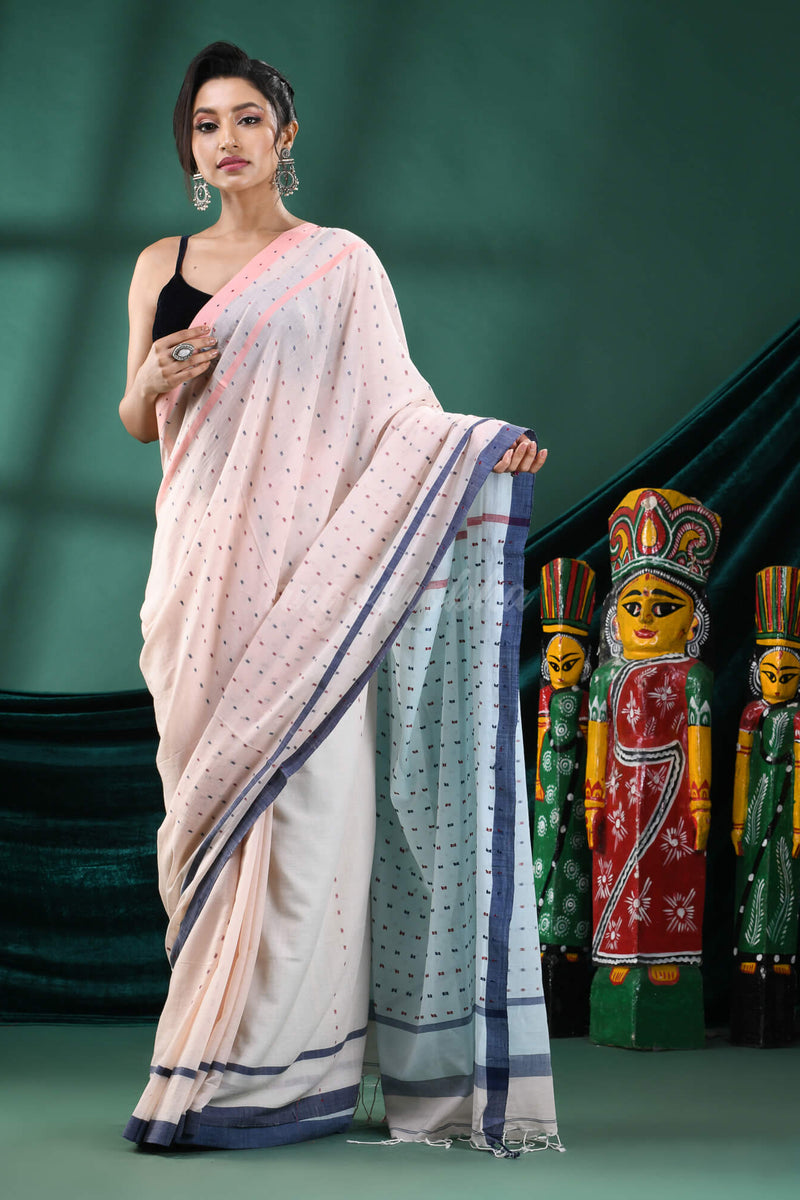 Cream Cotton Handloom Saree