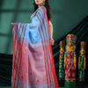 Sky Blue Cotton Handloom Saree