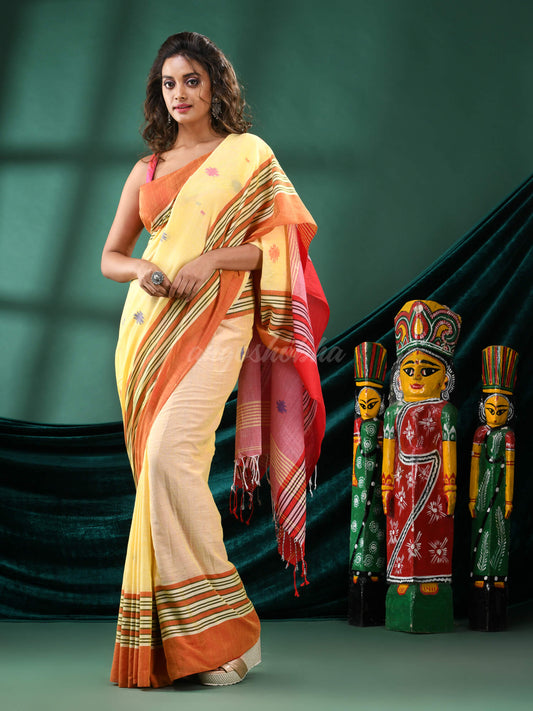 Yellow Cotton Handloom Saree