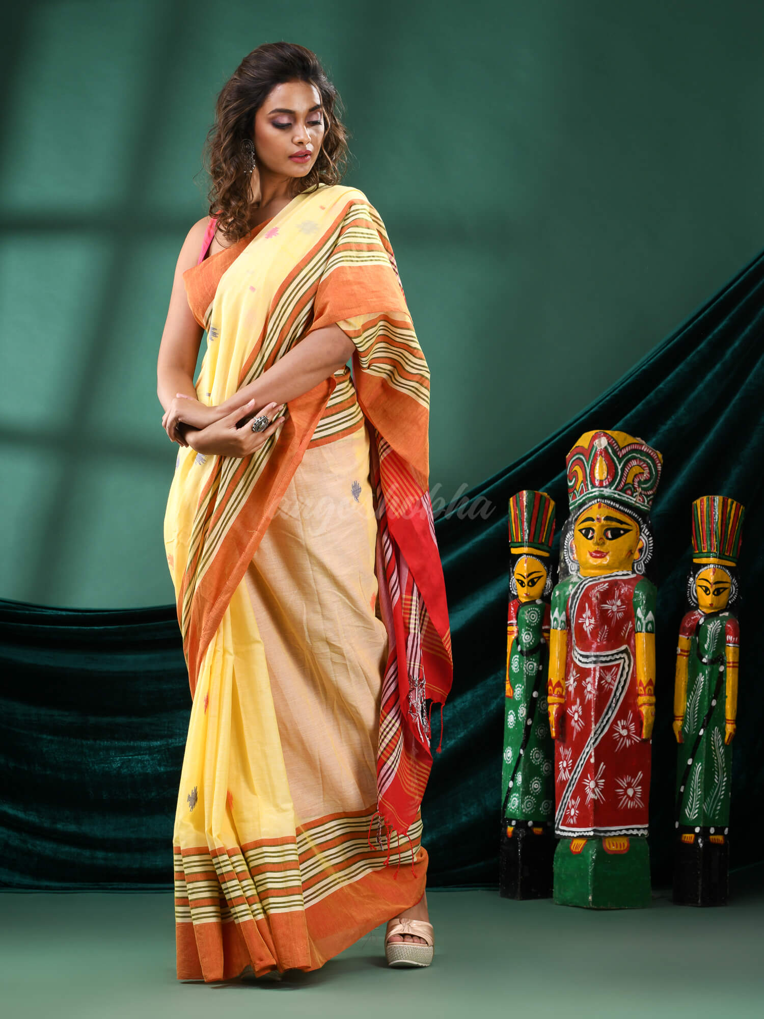 Yellow Cotton Handloom Saree