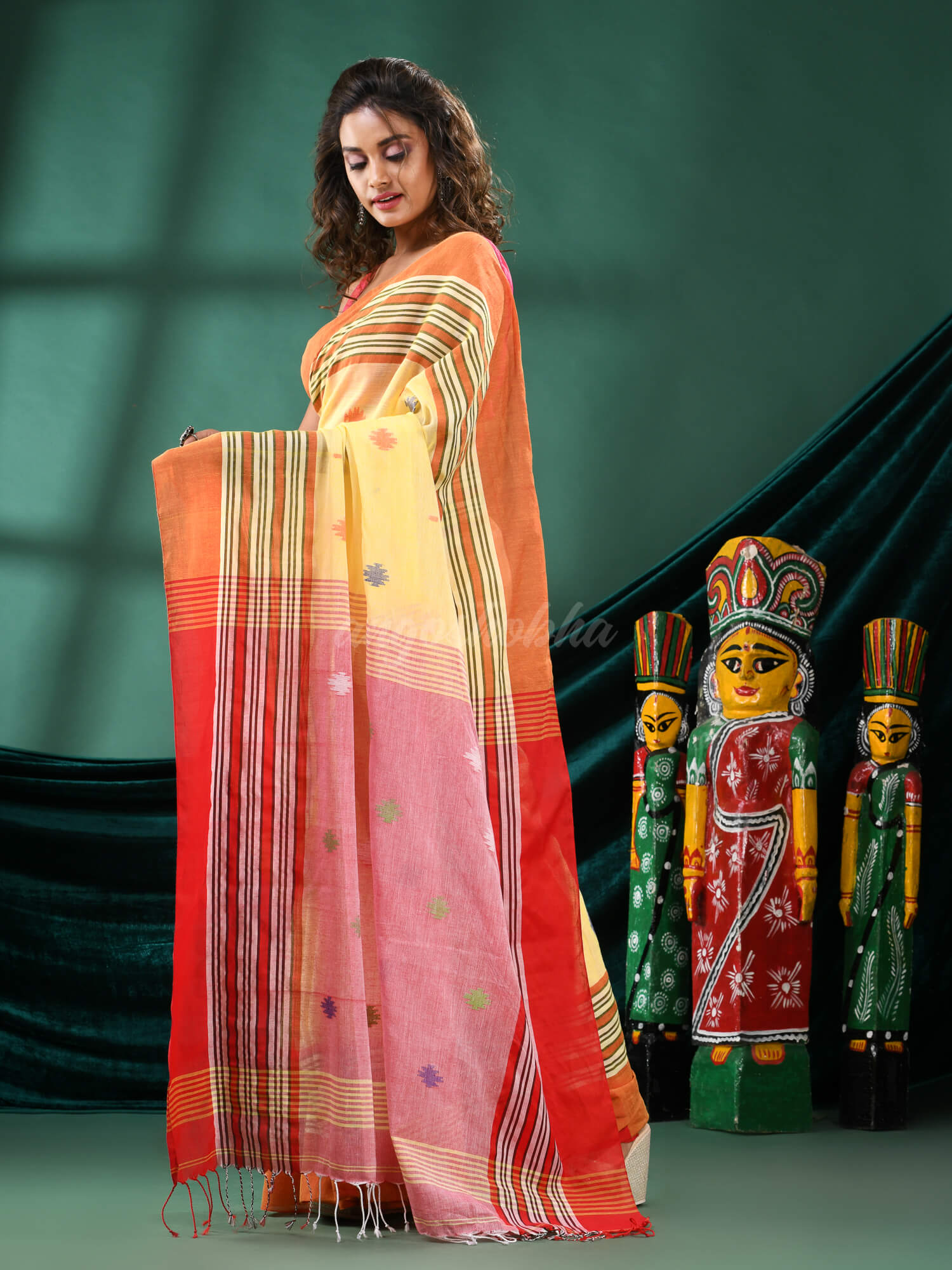 Yellow Cotton Handloom Saree