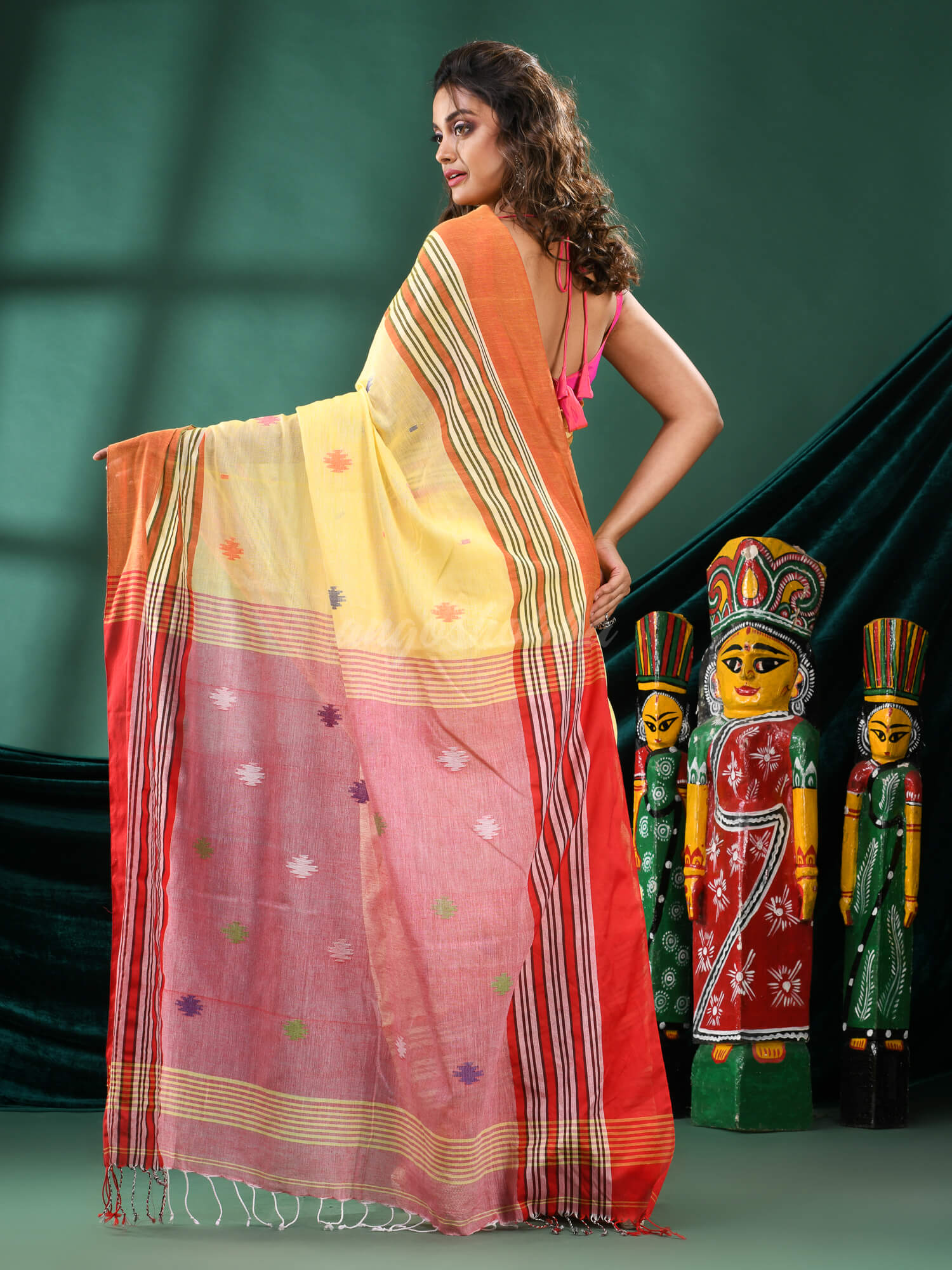 Yellow Cotton Handloom Saree