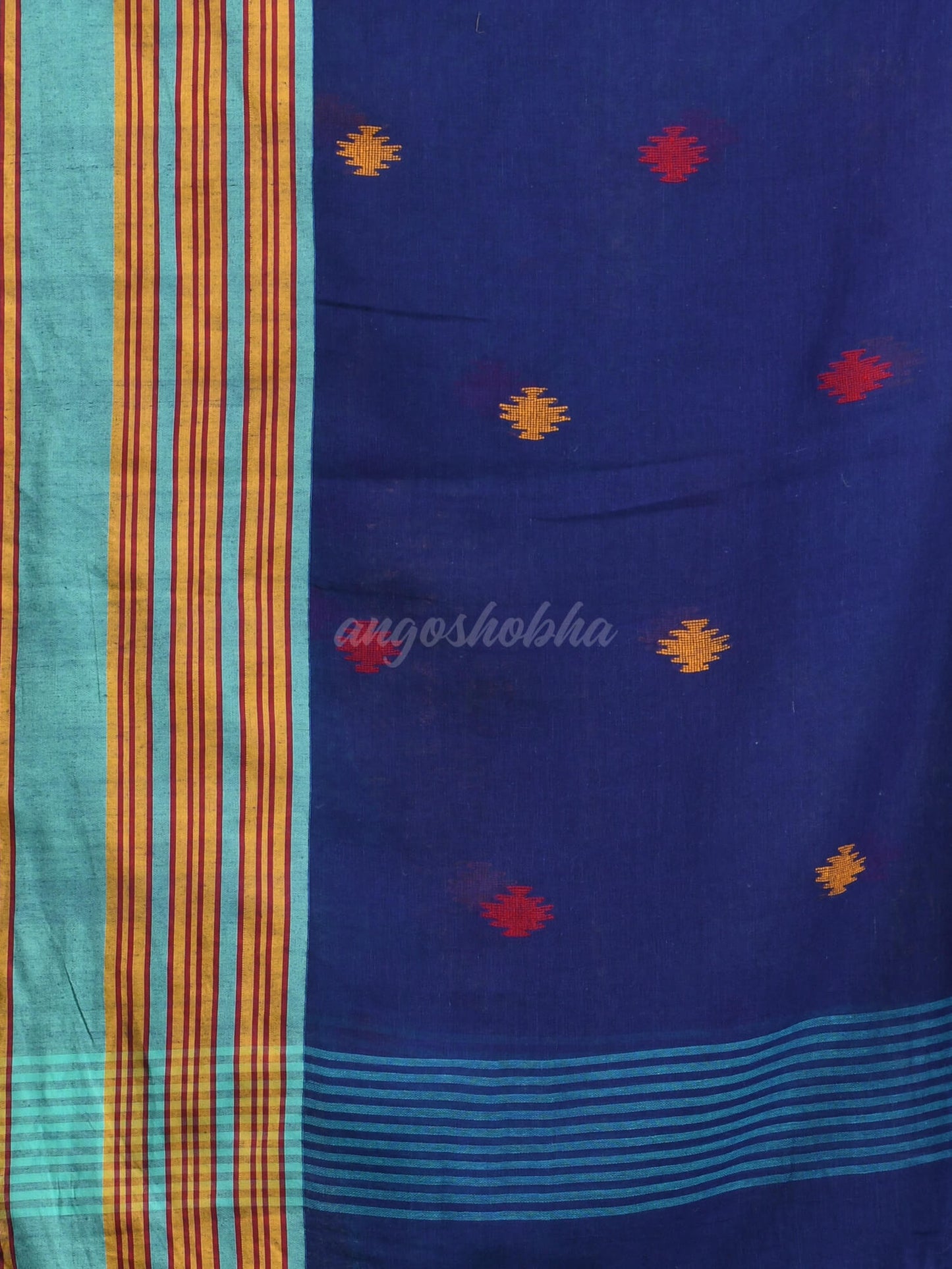 Teal Cotton Handloom Saree