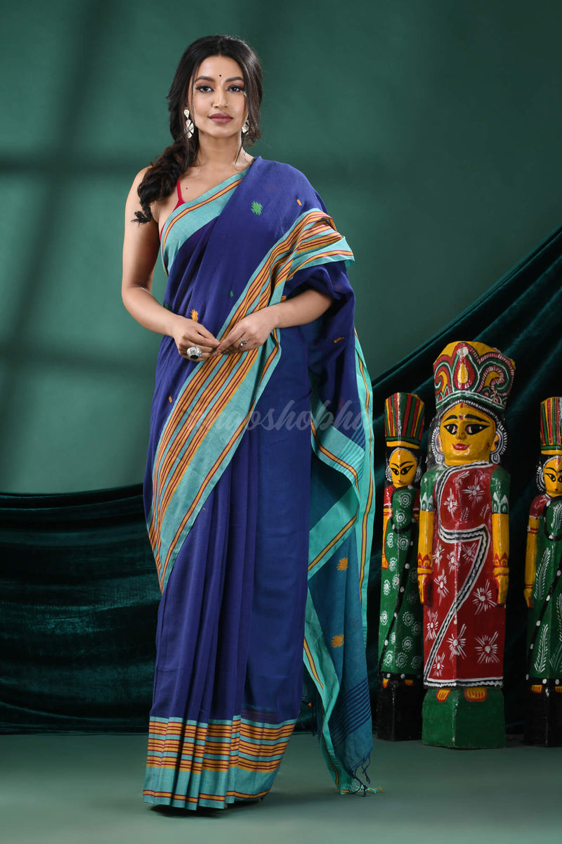 Blue Cotton Handloom Saree
