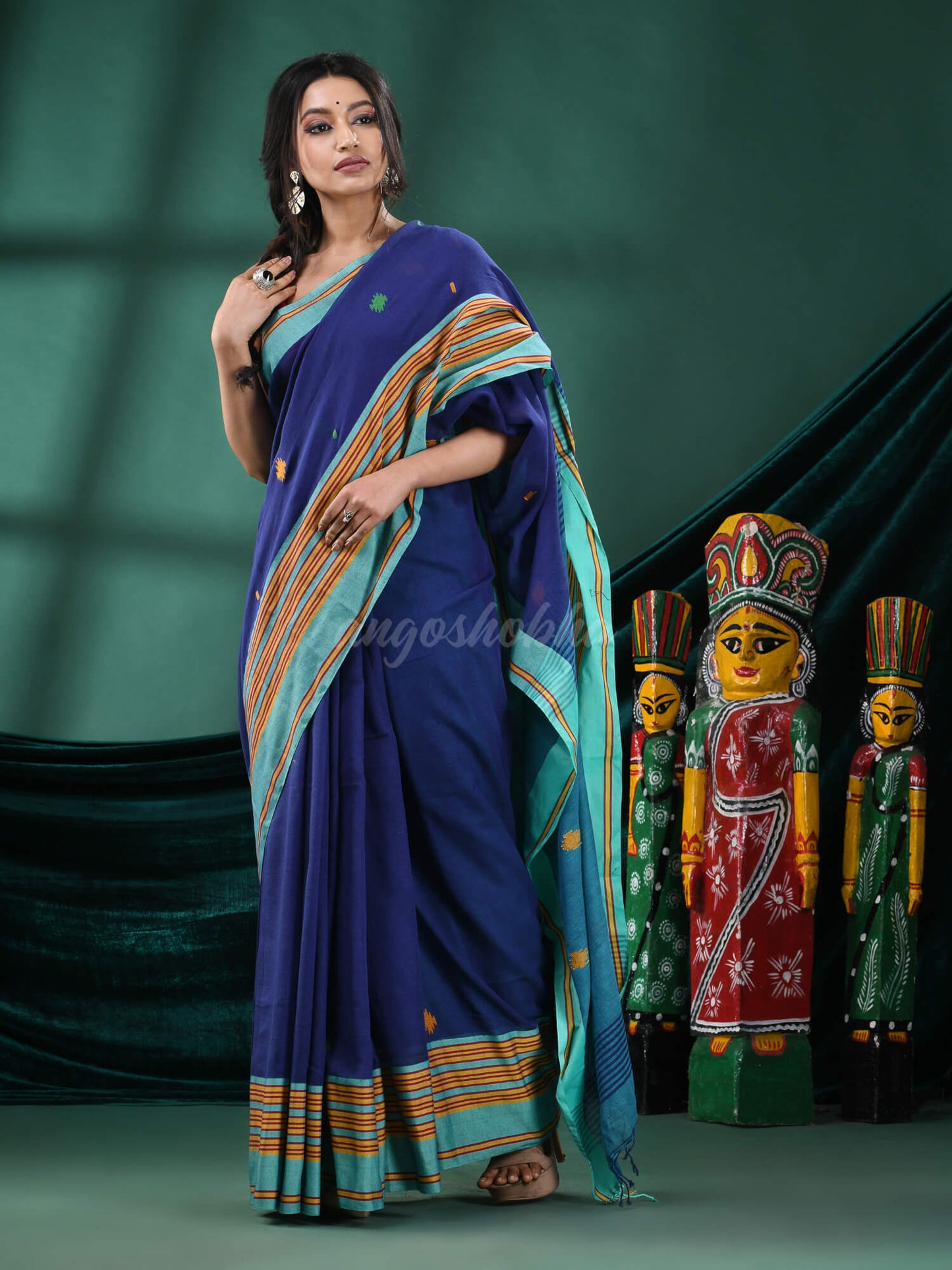 Blue Cotton Handloom Saree