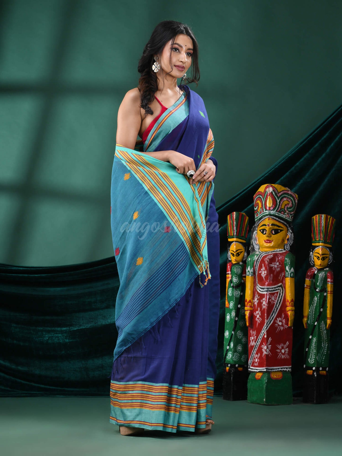 Blue Cotton Handloom Saree