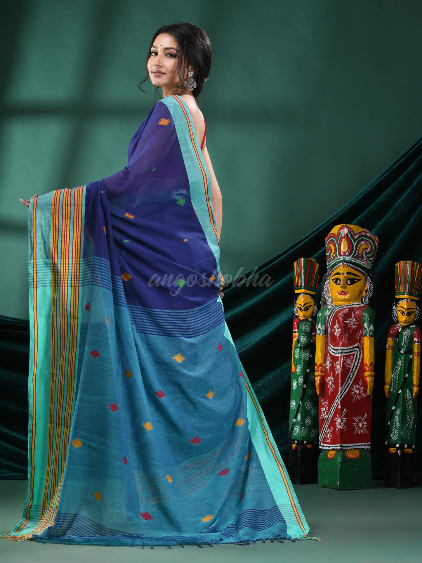 Blue Cotton Handloom Saree