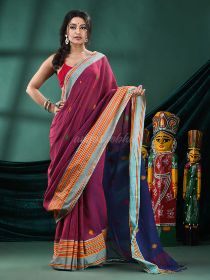 Maroon Cotton Handloom Saree