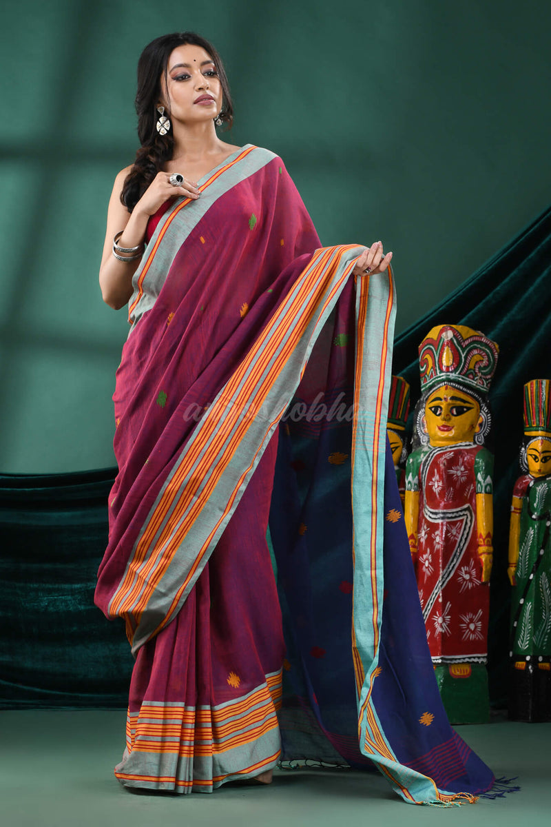 Maroon Cotton Handloom Saree