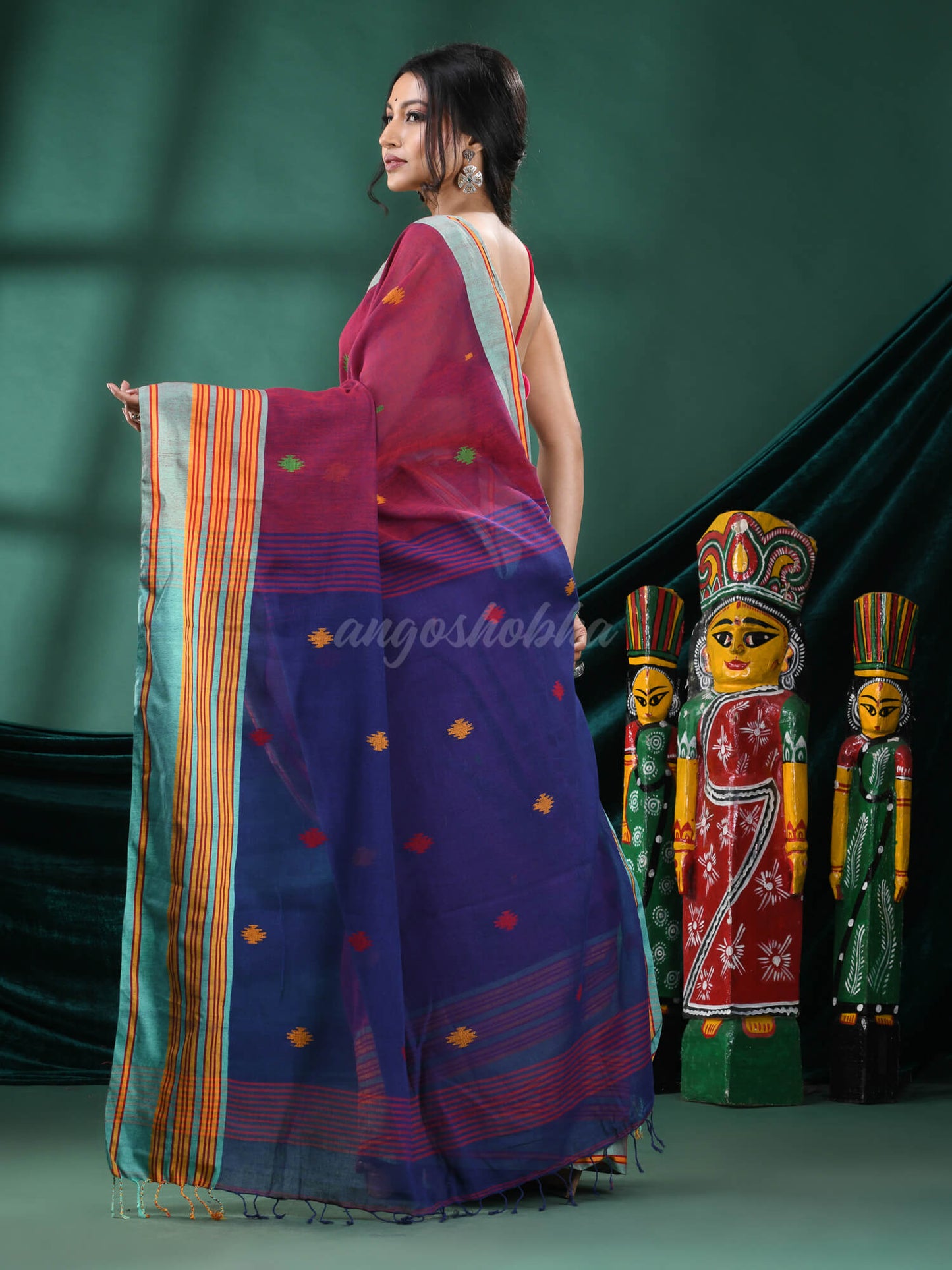 Maroon Cotton Handloom Saree